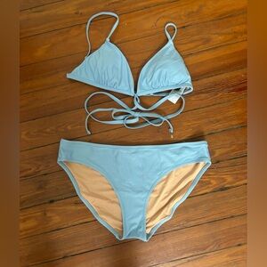 J. Crew Blue Bikini Set Triangle Top